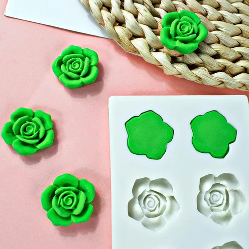 Vista 7 de Molde de silicona de flor de rosa de 6 cavidades, molde de chocolate para fondant, modelo de resina de arcilla, herramienta de decoración