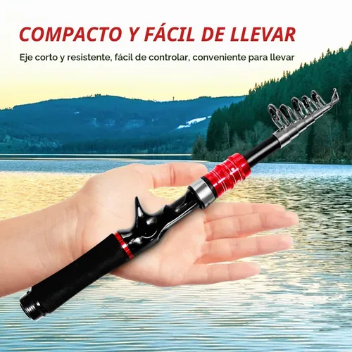Vista 3 de Caña de pescar telescópica mini poste portátil para agua salada y agua dulce cañas giratorias ligeras y compactas