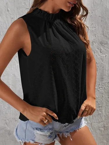 Vista 4 de Verdusa Blusa sin mangas con cuello alto falso para mujer
