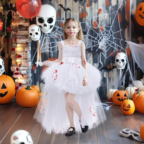 Vista 3 de Vestido tutú para niñas, vestidos de tul, vestido de hada de Halloween para niñas pequeñas, traje de fiesta de cumpleaños, vestido de graduación