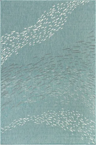 Vista 26 de Liora Manne Carmel - Alfombra decorativa de mezcla sintética para interiores y exteriores, de bajo perfil, contemporánea, decoración de peces Agua