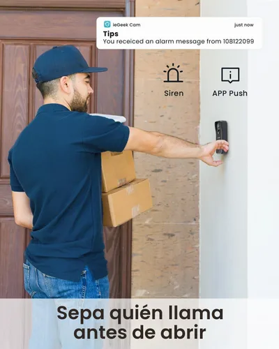 Vista 6 de ieGeek Timbre inalámbrico sin suscripción, visión nocturna ultra clara de 5 MP, detección de movimiento PIR, timbre de video con timbre