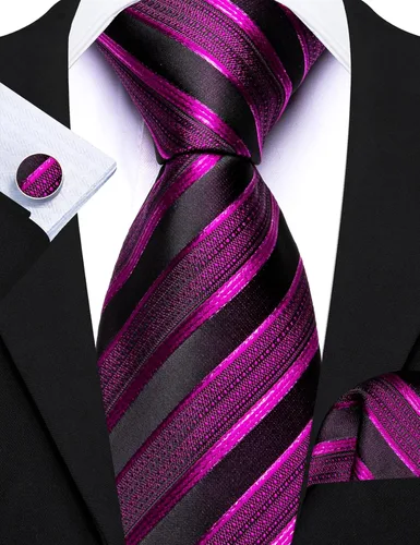 Vista 306 de Barry.Wang Juego de corbatas para hombre, corbata de seda a rayas, tejido a cuadros, gemelos formales, negocios, boda