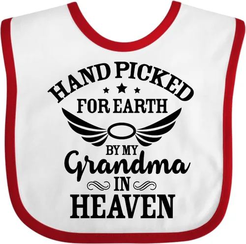 Vista 25 de inktastic Handpicked for Earth By My Grandma in Heaven Angel Wings Baby Bib
