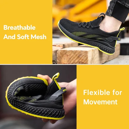 Vista 3 de SPIEZ Unisex Safety Shoes with Composite Toe Cap, Puncture Proof Lightweight Work Shoes for Men and Women, Slip on Fashion Sneakers for Work and