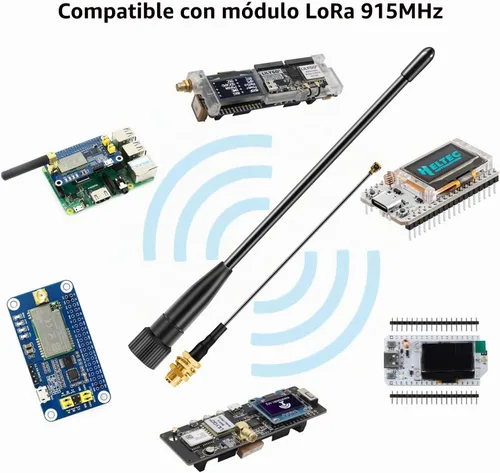 Vista 3 de Antena LoRa de 915MHz de Slinkdsco con 10dBi de ganancia, antena omnidireccional SMA macho de largo alcance de 17cm (2 juegos), Meshtastic