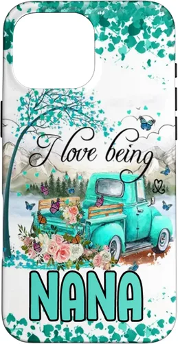 Vista 19 de I Love Being Nana Flower Butterflies Truck PC Case for iPhone 17