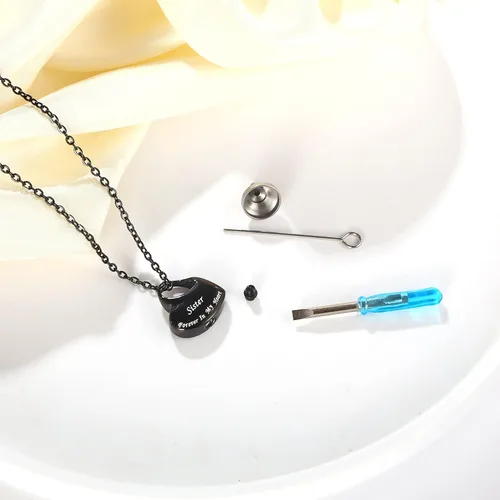 Vista 5 de VIUJUH Cremation Urn Necklace for AshesForever In My Heart Carved LocketStainless Steel Keepsake Urn JewelryWaterproof Memorial Pendant for Mom