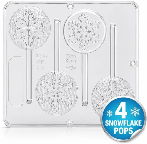 Vista 4 de Molde de caramelo de chocolate con piruleta de copo de nieve Navidad 2058
