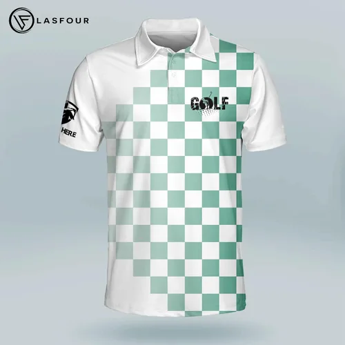 Vista 2 de LASFOUR Polo de golf divertido personalizado para hombre, con bandera americana, polo de golf orgulloso, patriótico 3D para hombre