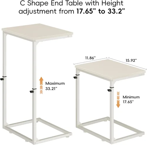 Vista 3 de Vagusicc C Shaped End Table for Couch, 33.2'' Tall C Table Adjustable Height Side Table, Small Side Table for Small Spaces, Couch Tables that Slide