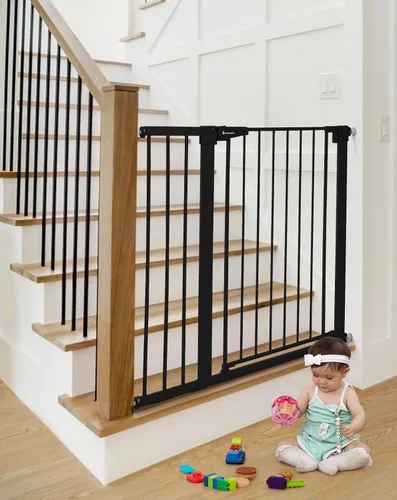 Vista 9 de COMOMY - Puerta de bebé de 76 cm de alto para escaleras y umbrales, se ajusta a aberturas de 75 cm a 103 cm de ancho, puerta para perros de cierre
