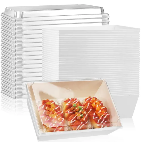 Vista 8 de ReliThick Paquete de 2 cajas de embutidos de 8 x 6 con tapas transparentes Papel kraft