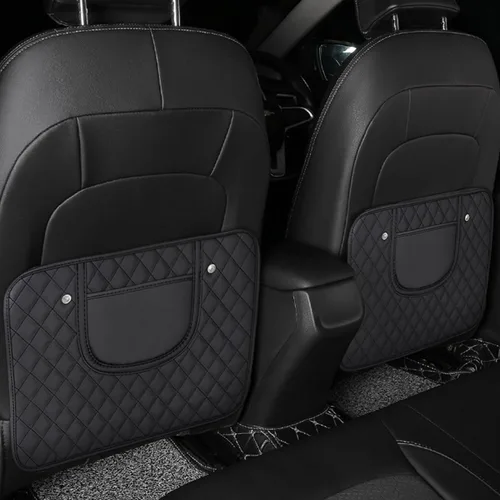 Vista 5 de 2 alfombrillas de cuero para asiento trasero de automóvil, protector de asiento trasero con bolsa de almacenamiento, almohadilla impermeable