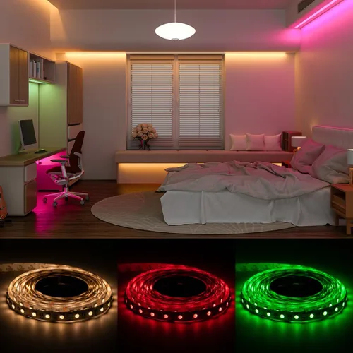Vista 6 de BTF-LIGHTING 5050 RGBW RGB+Blanco Cálido(2700K-3000K) 4 colores en 1 tira de luz LED DC12V 5m 16.4 pies 60LED/m Multicolor IP30 Blanca 12mm PCB