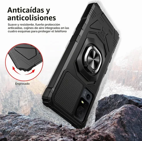 Vista 5 de Ailiber Funda con soporte magnético para Lively Smart 4/TCL 40 XL/40T Soporte de anillo y protector de pantalla y negro