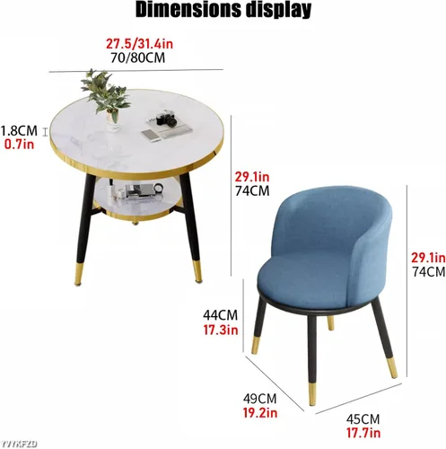 Vista 2 de YVYKFZD Office Reception Room Club Table, Simple Kitchen Dining Table Set with Storage Shelf, Round Conference Table for 4, Business Conference Room