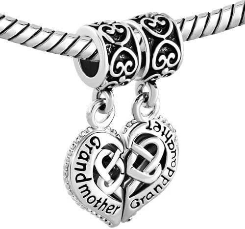 Vista 2 de LovelyCharms Abalorios de corazón para pulseras de abuelas y nietas, Cobre