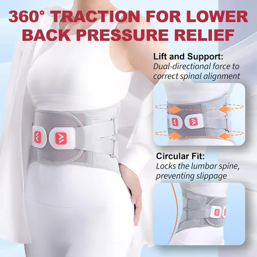 Vista 2 de Soporte de espalda para aliviar el dolor de espalda baja, cinturón de apoyo lumbar con 8 barras de soporte zonadas, correa ajustable y tejido 3D
