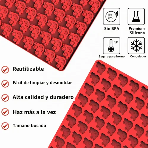 Vista 5 de Mini moldes de caramelo de chocolate, molde de silicona de 77 cavidades con forma de coche para dulces caseros, chocolate, gomita/gelatina, moldes