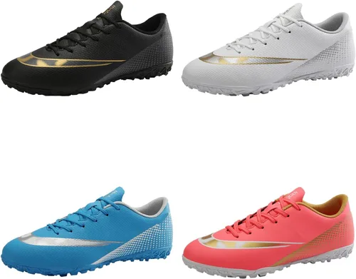 Vista 5 de MDPCX Zapatos de fútbol unisex competitivos para hombres y mujeres, botas de fútbol para interiores y exteriores, atléticos, para correr, deportes