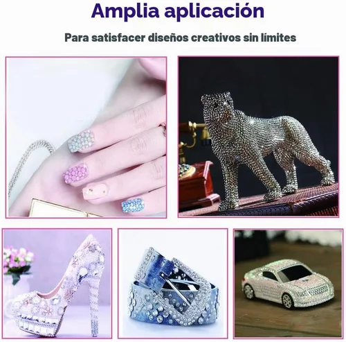 Vista 2 de DAODER Paquete de 4 diamantes de imitación de ópalo brillantes para uñas 3D, diamantes de imitación de cristal y dijes, decoración de uñas, gemas