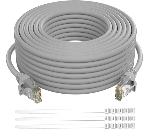 Vista 7 de Adoreen Cable Ethernet Cat 6 de 15 pies, negro, para exteriores e interiores, cable de red RJ45 largo redondo y sin enganches, POE, cable