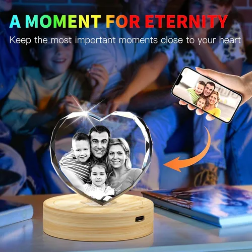Vista 7 de Foto de cristal 3D, regalos únicos personalizados con tu propia foto para él/ella, mamá, papá, mujeres, hombres, imagen grabada con láser 3D, imagen