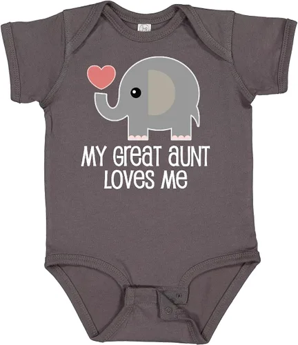 Vista 12 de inktastic Body para bebé Great Aunt Loves Me Elefante 0040 Negro
