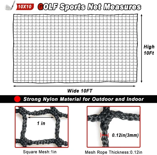 Vista 2 de Sports Netting - Heavy Duty Ball Net for Golf, Baseball, Hockey, Soccer