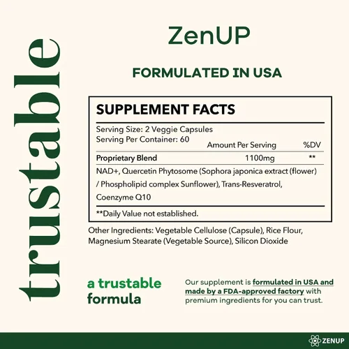 Vista 7 de NAD+ Suplemento 1100 mg NAD con resveratrol y quercetina Enfoque mental 120 cápsulas