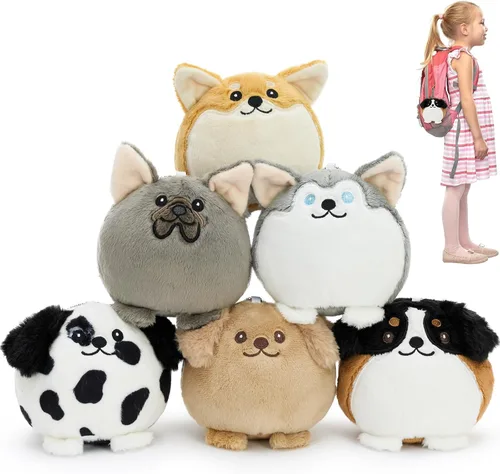 Vista 16 de Muiteiur 4 Piezas de Animales de Peluche de Perros, 8 Pulgadas Peluches de Perros a Granel con Corazón, Juguetes de Peluche Suaves de Cachorros