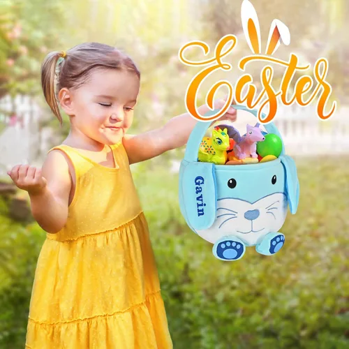 Vista 36 de Cesta de Pascua personalizada para niños, conejo rosa 019B-Rosa