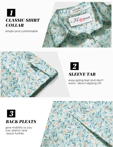 Vista 5 de HOTOUCH Camisa con botones para mujer, de algodón, de manga corta, cuello en V, con botones, para verano y playa
