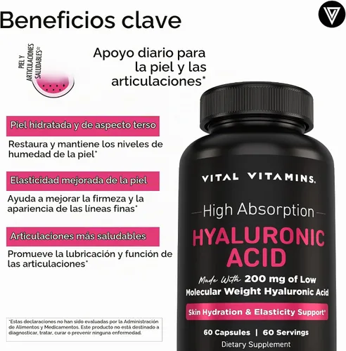 Vista 7 de Vital Vitamins NAD+ 30 ct + Cápsulas de Ácido Hialurónico 60 ct