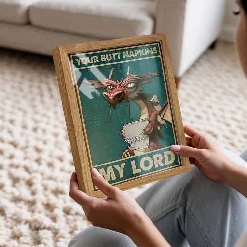 Vista 3 de Your Butt Napkins My Lord FRAMED - Decoraciones de dragón - Decoración gótica de baño - Decoración medieval - Divertido arte de pared de baño - Arte