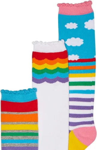Vista 2 de Jefferies Socks Paquete de 3 pares de calcetines de arcoíris para niña, Arco iris