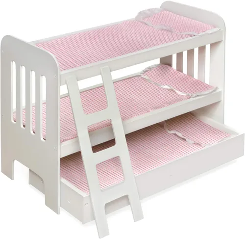 Vista 8 de Badger Basket Literas con cama corrediza muñecas con escalera (se ajusta American Girl Dolls). Fits dolls up to 22"; bunk bed with trundle