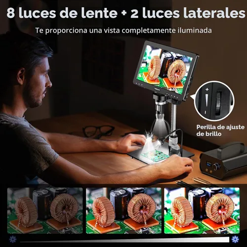 Vista 7 de TOMLOV Microscopio Digital DM9 Max: 20MP 10.1" 1500X HD IPS HDMI Microscopio Lupa de Monedas para Monedas con Errores con Pantalla, Microscopios
