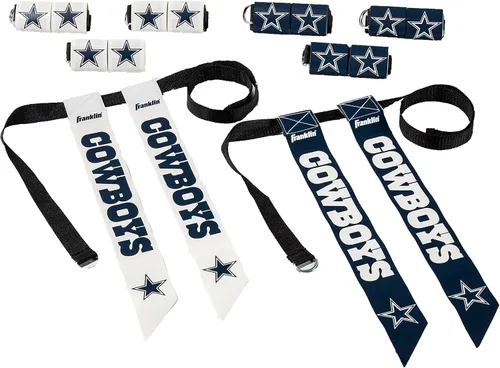 Vista 23 de Franklin Sports NFL - Conjuntos de fútbol con bandera del equipo de la NFL, cinturones + banderas, para niños + adultos, se adapta a cintura
