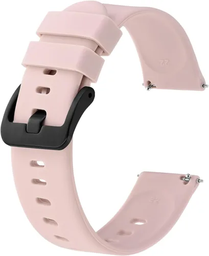 Vista 119 de BISONSTRAP Correas de reloj de silicona, correas de reloj delgadas con liberación rápida, 0.787 in, negro con hebilla negra