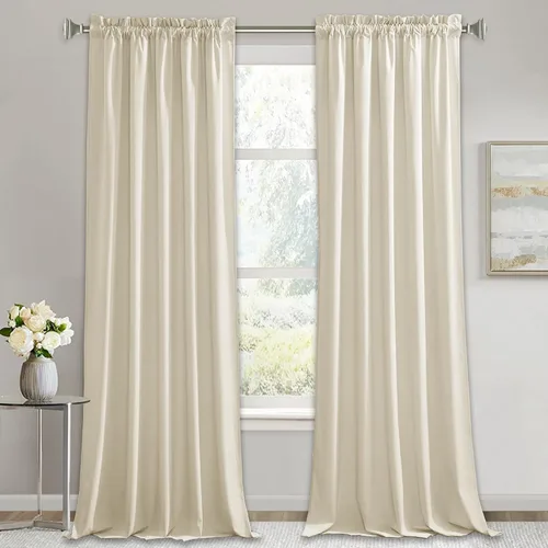 Vista 58 de RYB HOME Cortinas opacas de terciopelo para dormitorio, aislamiento térmico, privacidad, luz solar, bloqueo de calor, cortinas lujosas con bolsillo