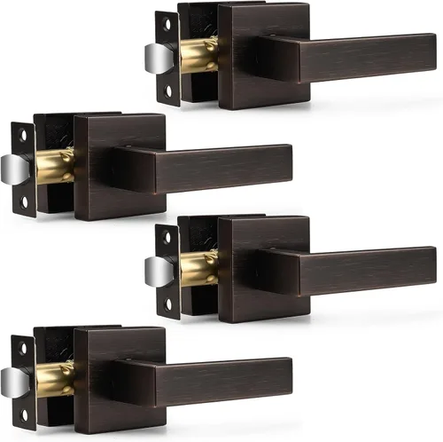 Vista 23 de Probrico Palanca de Paso Interior Negro Mate, Manija de Puerta de Pasillo y Armario sin Llave de Servicio Pesado, Herrajes de Interior Resistentes