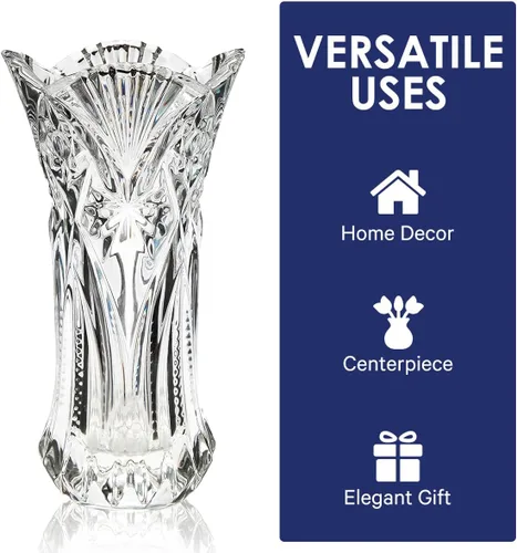 Vista 9 de CS - Jarrón de cristal de 12 pulgadas de alto, diseño de col, para flores y decoración. Bonita pieza brillante. Perfecto como regalo, adecuado