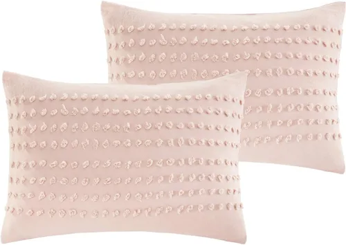 Vista 9 de [Usado] Comfort Spaces Juego de edredón de algodón con diseño de pompones de tul Jacquard, relleno alternativo, ropa de cama moderna para todas
