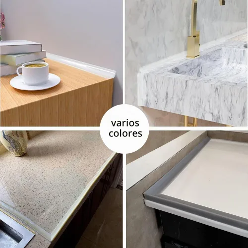 Vista 5 de Presa de Agua para Umbral de Ducha, Barrera Impermeable de Silicona Autoadhesiva para Baño y Cocina, Tope de Agua de Ducha, Protector para Blanco
