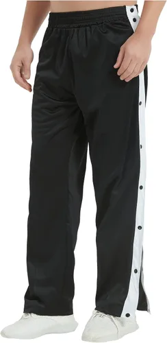 Vista 3 de THWEI Pantalones de chándal poscirugía con botón a presión para hombre Negro