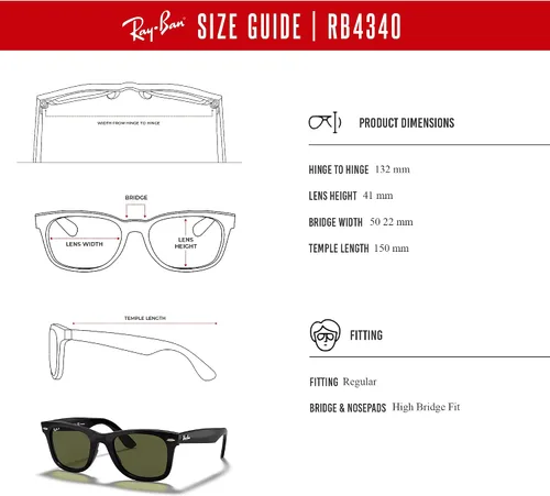 Vista 6 de Ray-Ban Rb4340 Wayfarer Ease - Gafas de sol cuadradas + paquete con kit DIW