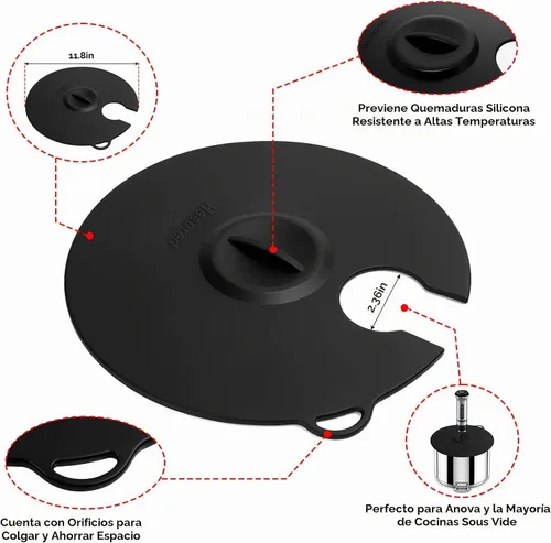 Vista 2 de Sous Vide - Tapas de silicona de precisión para cocinar hasta 11 ollas, compatible con cocinas de precisión Anova/Joule/Inkbird Culinary Sous Vide