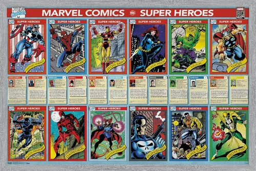 Vista 15 de Trends International Marvel Comics - Marvel 80th Anniversary - Cards Wall Poster, 14.725" x 22.375", Barnwood Framed Version